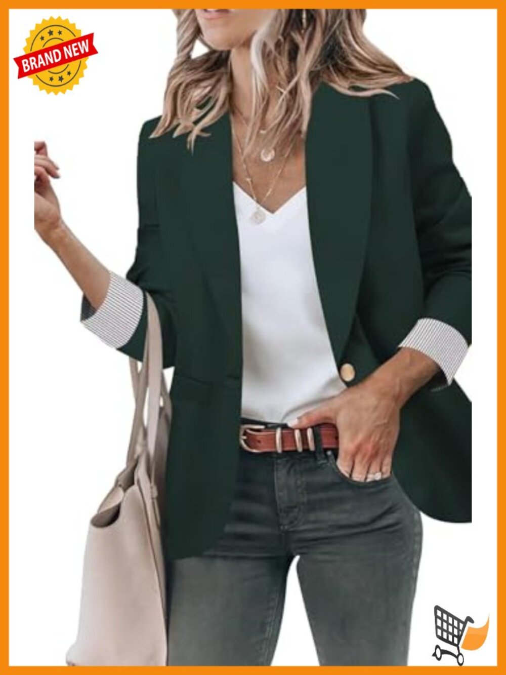 Women's Classic Blazer Jacket with Pockets Business Casual Long Sleeve